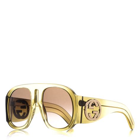 gucci yellow lens aviator sunglasses|Gucci unisex aviator sunglasses.